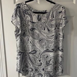 LOFT Black and White Paisley Blouse